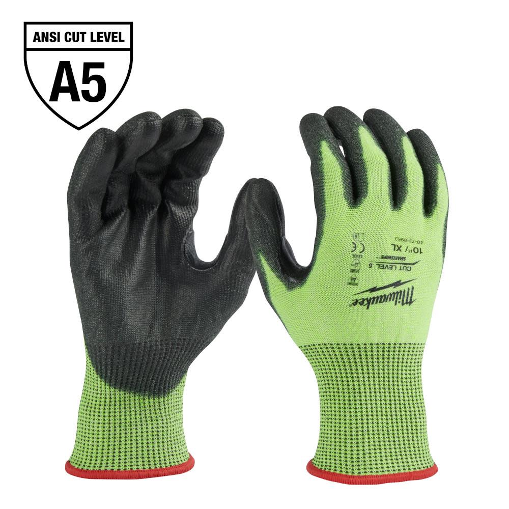

Milwaukee High Visibility Cut Level 5 Polyurethane Dipped Gloves XL