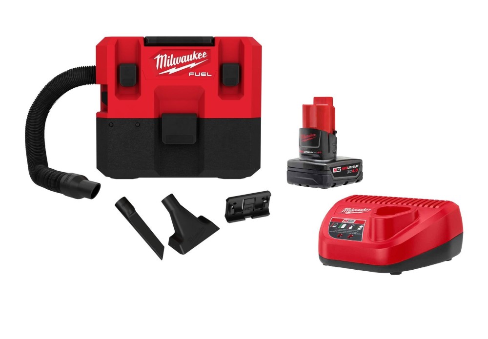 Milwaukee M12 FUEL 1.6 Gallon Wet/Dry Vacuum with XC4.0 Starter Kit