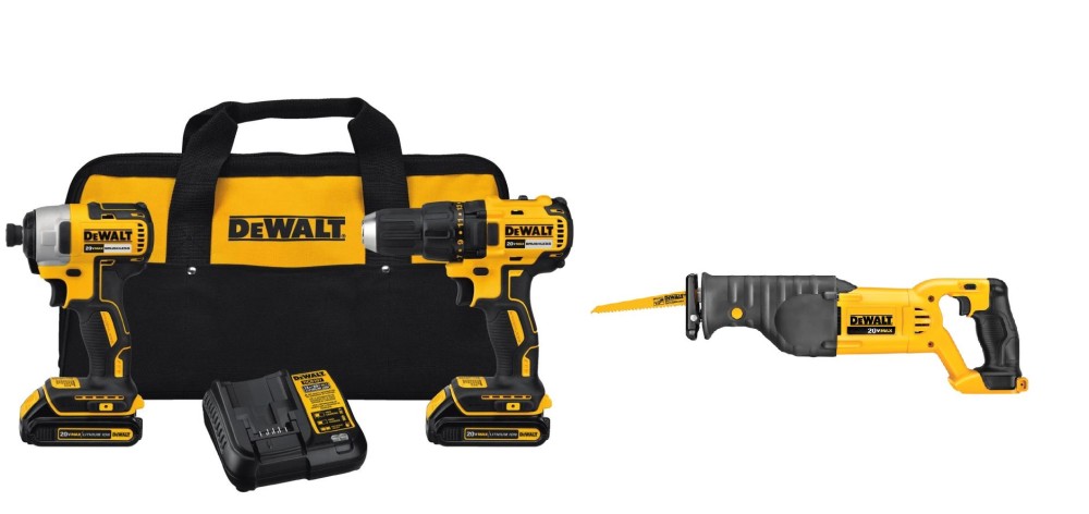 

DEWALT 20V MAX Drill Driver & Impact Kit with Reciprocating Saw Bundle