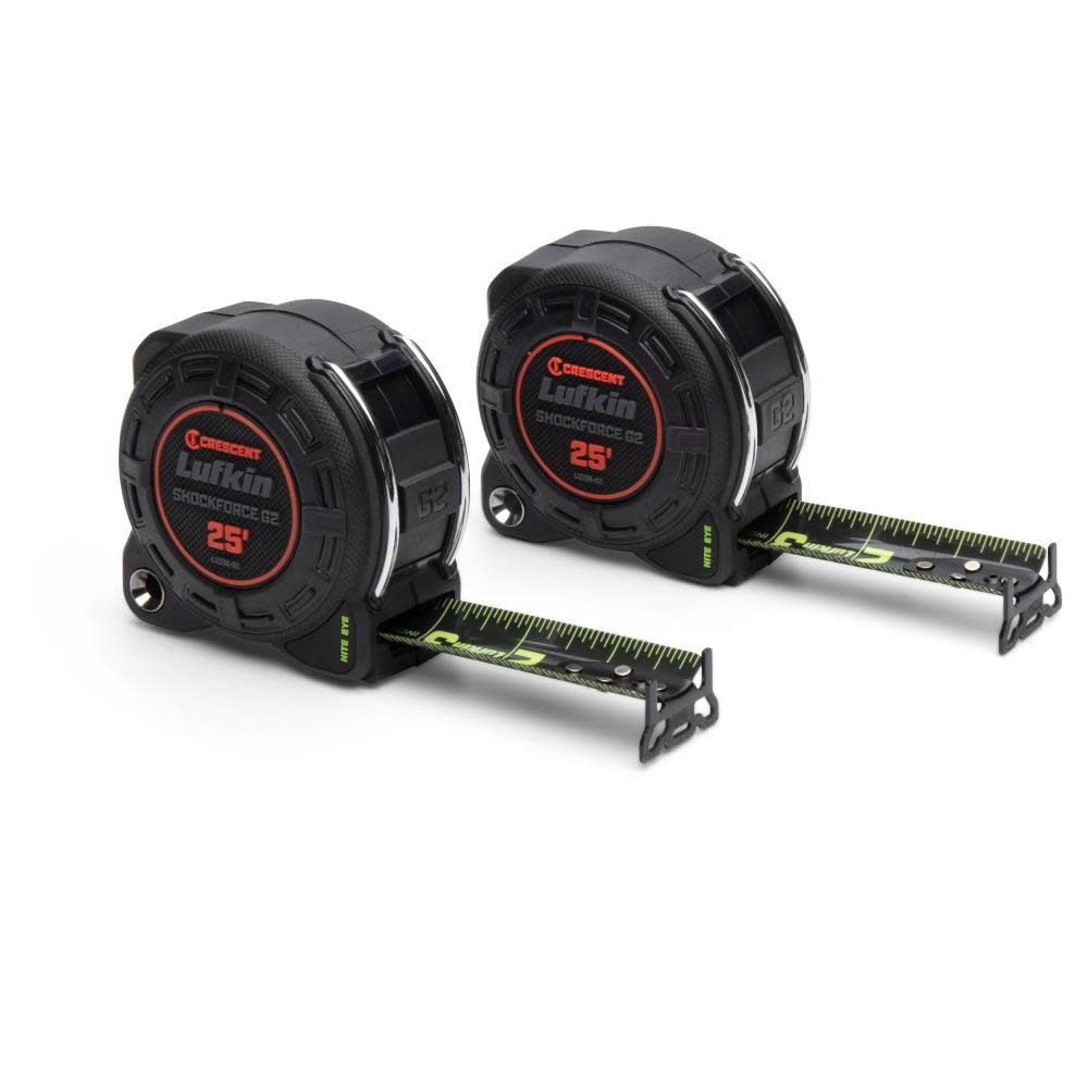 Crescent Lufkin 25ft Nite Eye G2 Tape Measure Two Pack L1225BSET2V