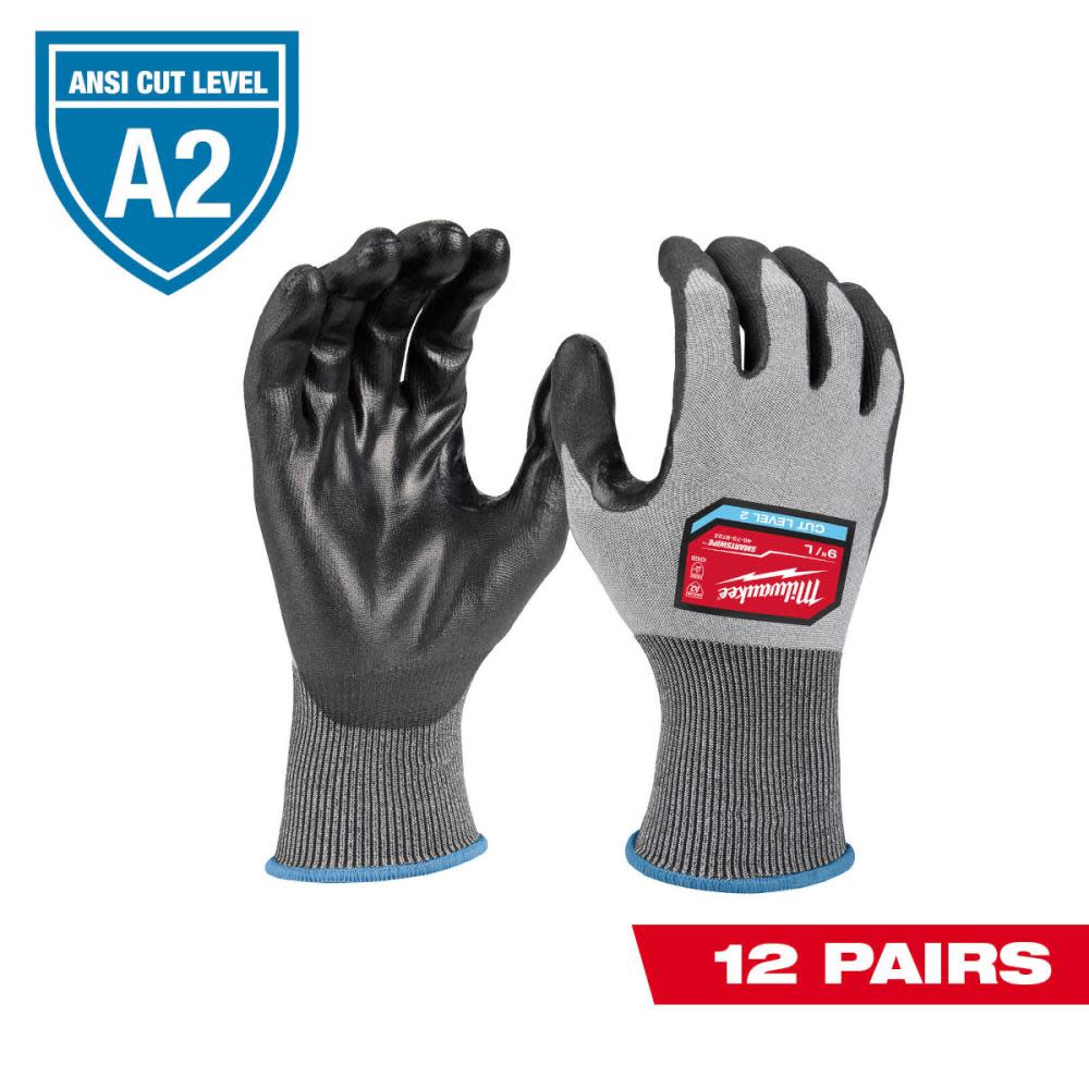 Milwaukee Gloves 12 Pairs Gloves Cut Level 2 High Dexterity Polyurethane  Dipp 45242618231