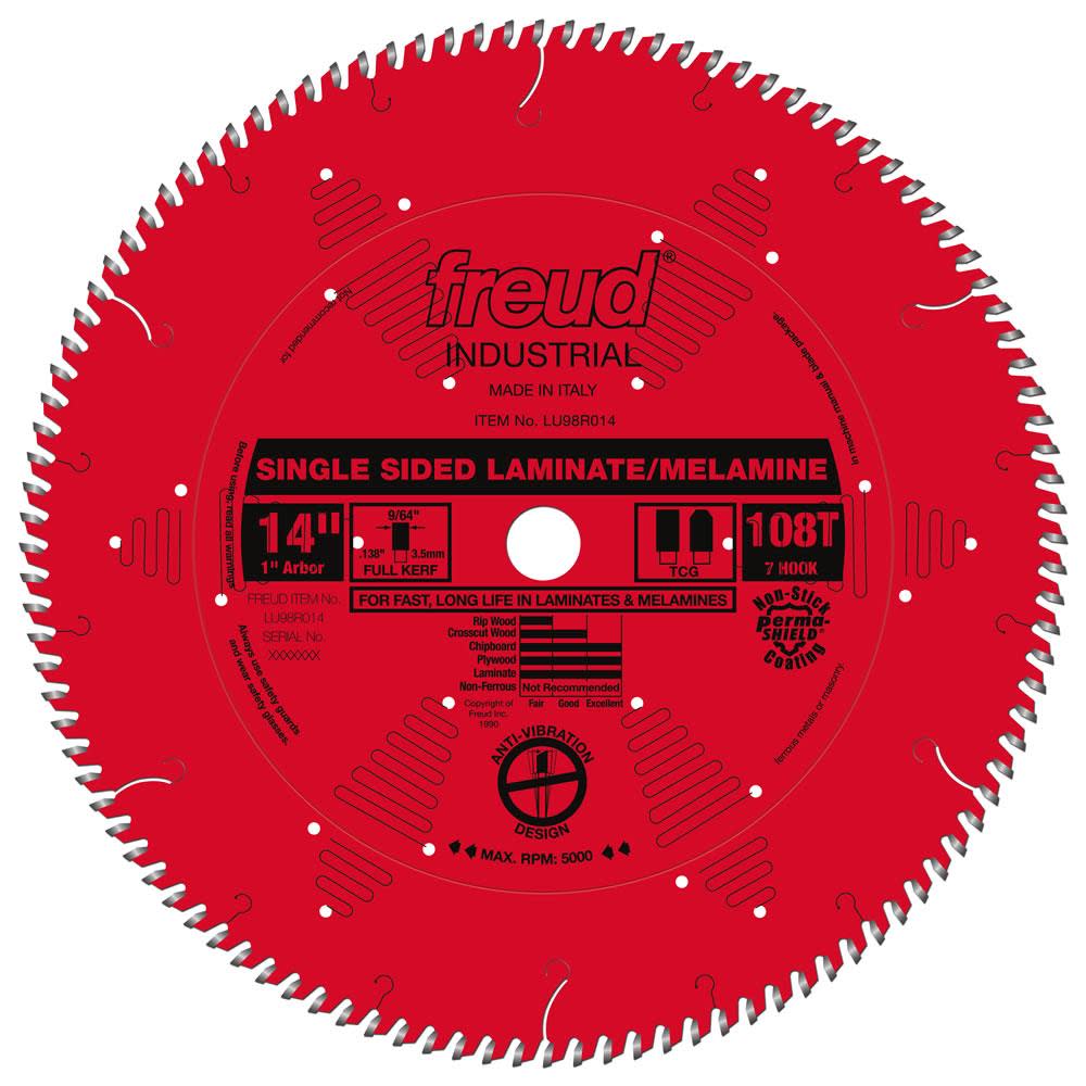 

Freud 14 In. x 108T Single Sided Laminate/Melamine Blade