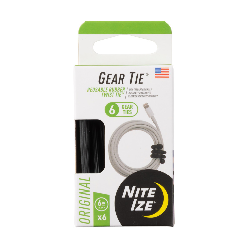Nite Ize Gear Tie ProPack 6" 6pk Black