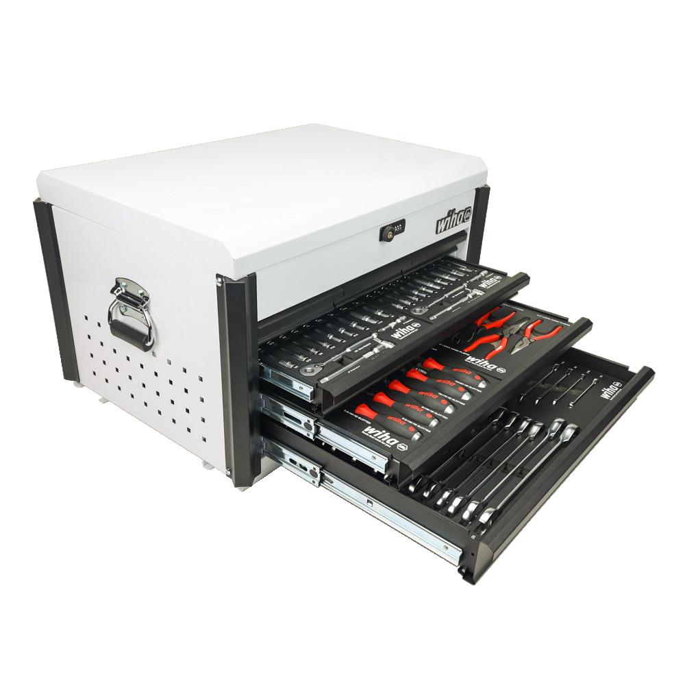 Wiha 6-Drawer Bench Top Tool Chest with 147-Piece Set - White