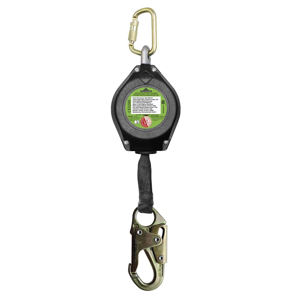 

Peakworks Self-Retracting Lifeline (SRL) with Webbing Snap Hook 18 Ft. L. Black
