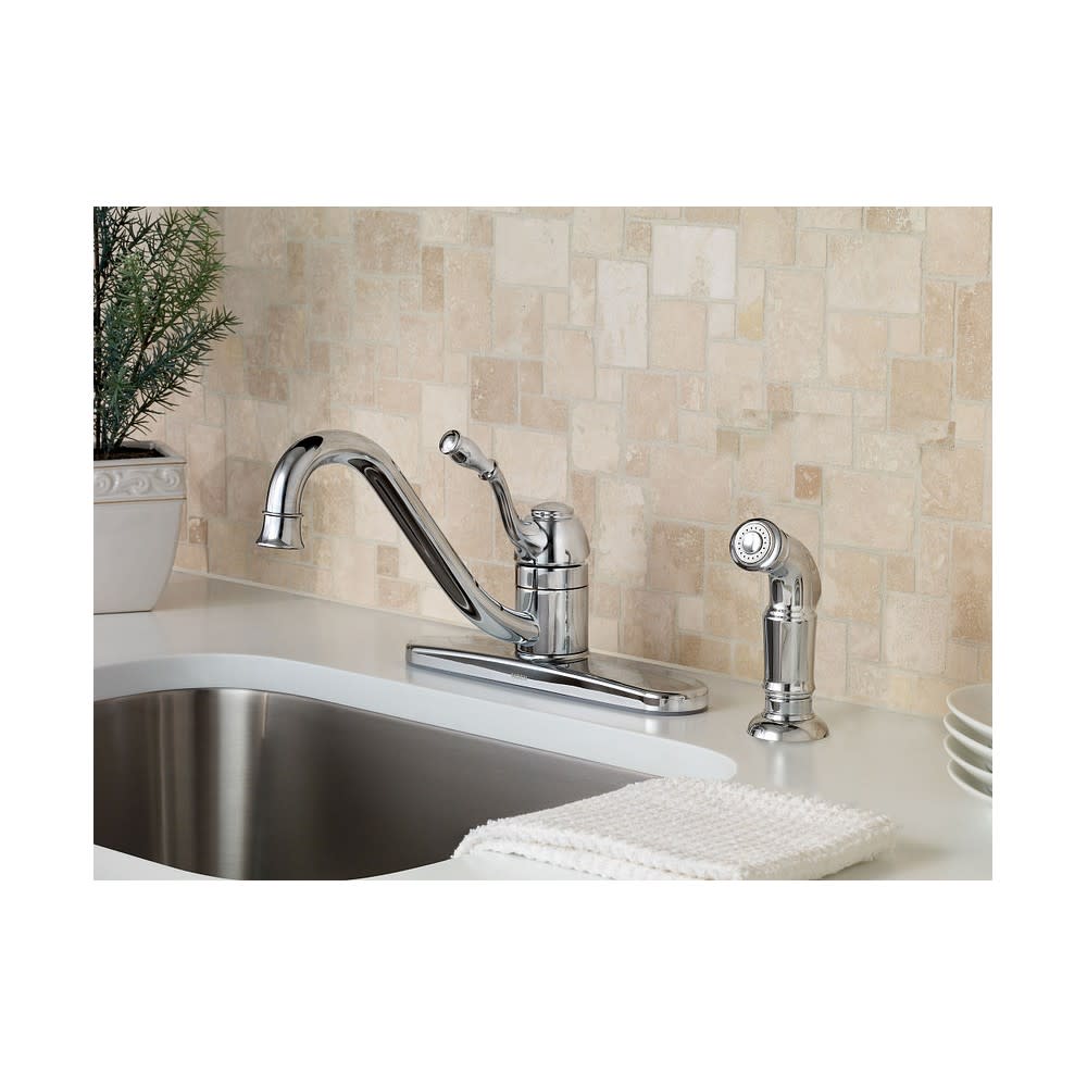 Moen Lindley Kitchen Faucet with Side Spray Chrome 1 Handle