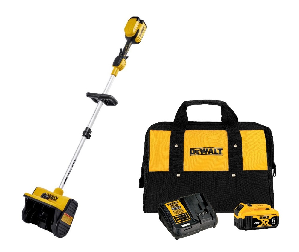 DEWALT 20V 10 Inch Cordless Electric Snow Shovel with 20V MAX 5.0 Ah Battery Charger Kit with Bag Bundle DXSVXA2016 DCB205CK Acme Tools