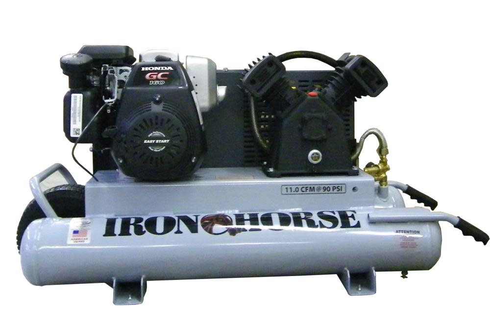 

Iron Horse Air Compressor Twin Tank Gas 5hp 10 Gallon