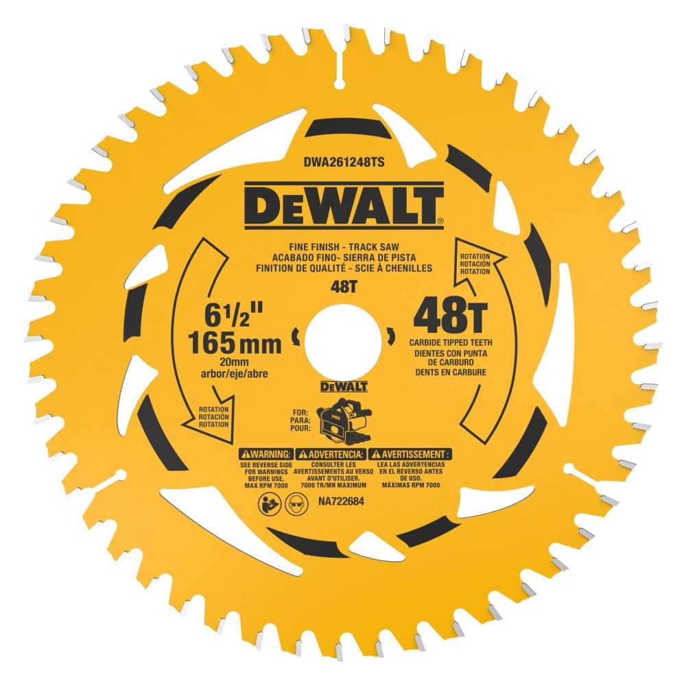 DEWALT 6-1/2 Inch 48T Fine Finish Track Saw Blade DWA261248TS