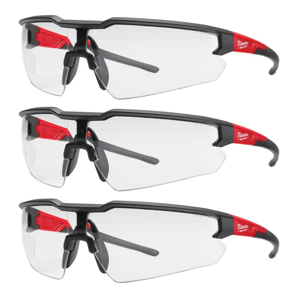 Milwaukee 3PK Safety Glasses - Clear Anti-Scratch Lenses 48-73