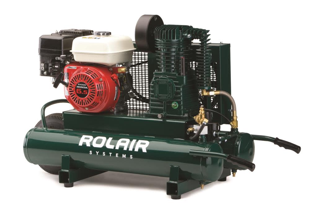 

Rolair 6.5 HP Honda 13.8 CFM@90PSI 9 Gall Twin Tank Compressor