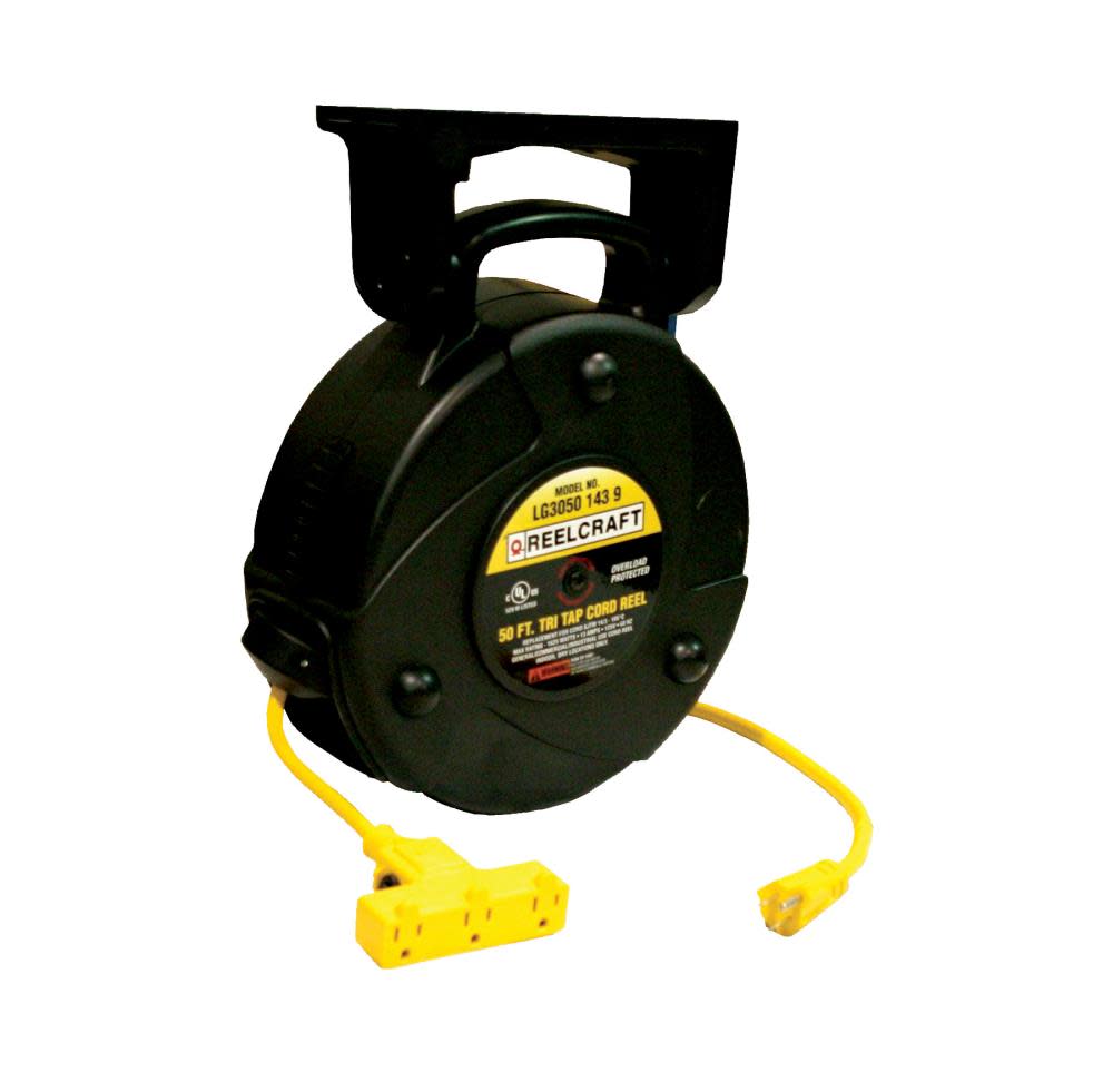 

Reelcraft 40 Ft. Triple Tap Outlet Spring Retractable Power Cord Reel Steel