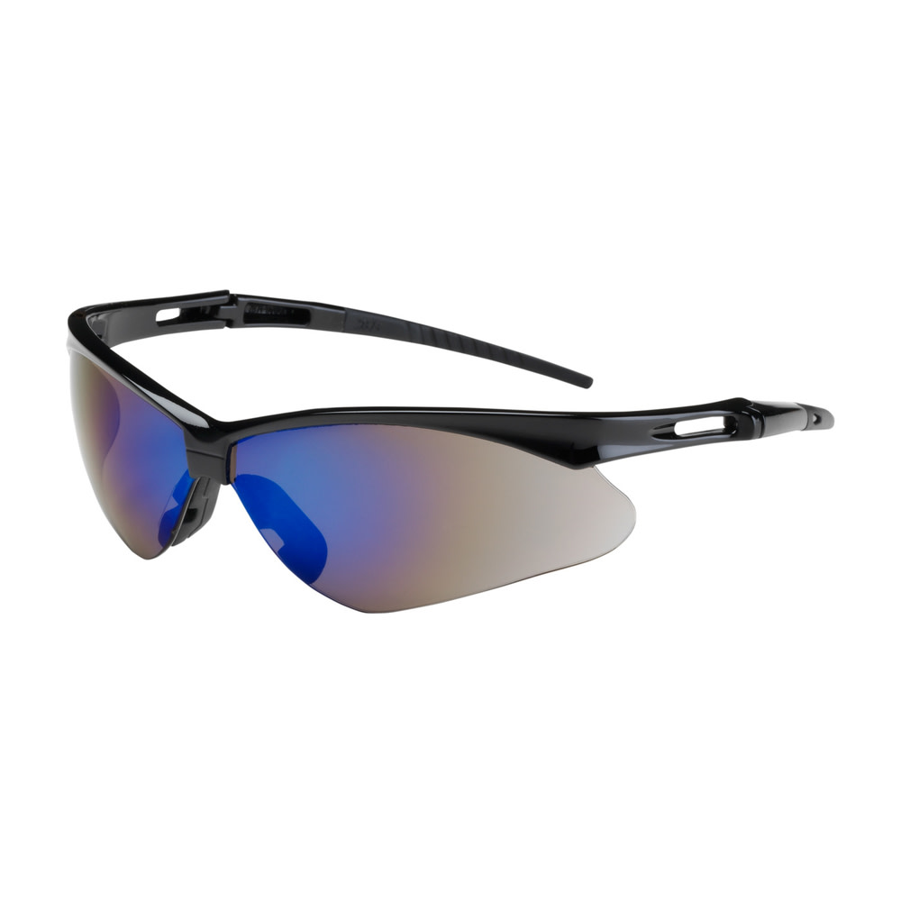 

Protective Industrial Products Anser Semi-Rimless Safety Glasses with Black Frame Blue Mirror Lens and Anti-Scratch Coating Including Neck Cord