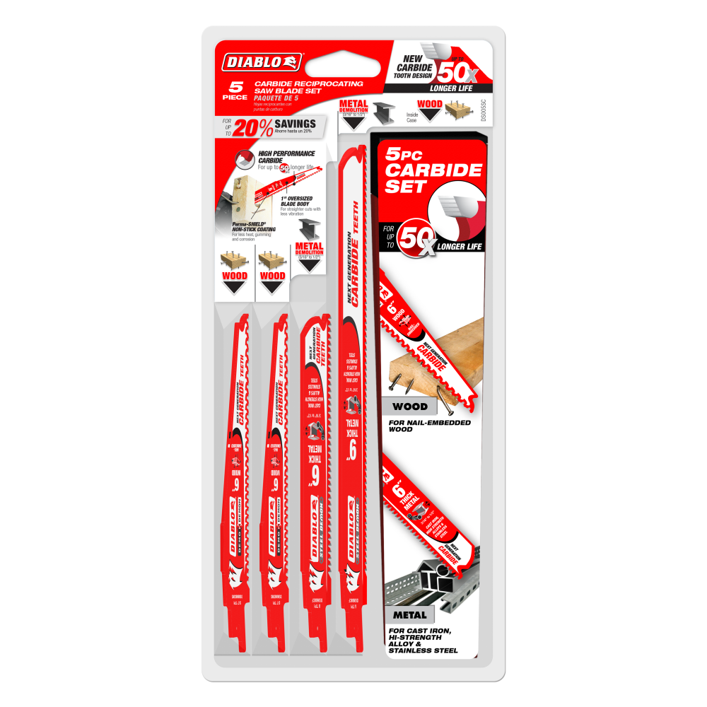 

Diablo Tools 5 piece Carbide Recip Set