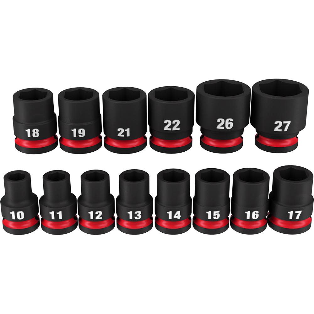 

Milwaukee Impact Socket 1/2" Drive Metric Standard 6 Point 14pc