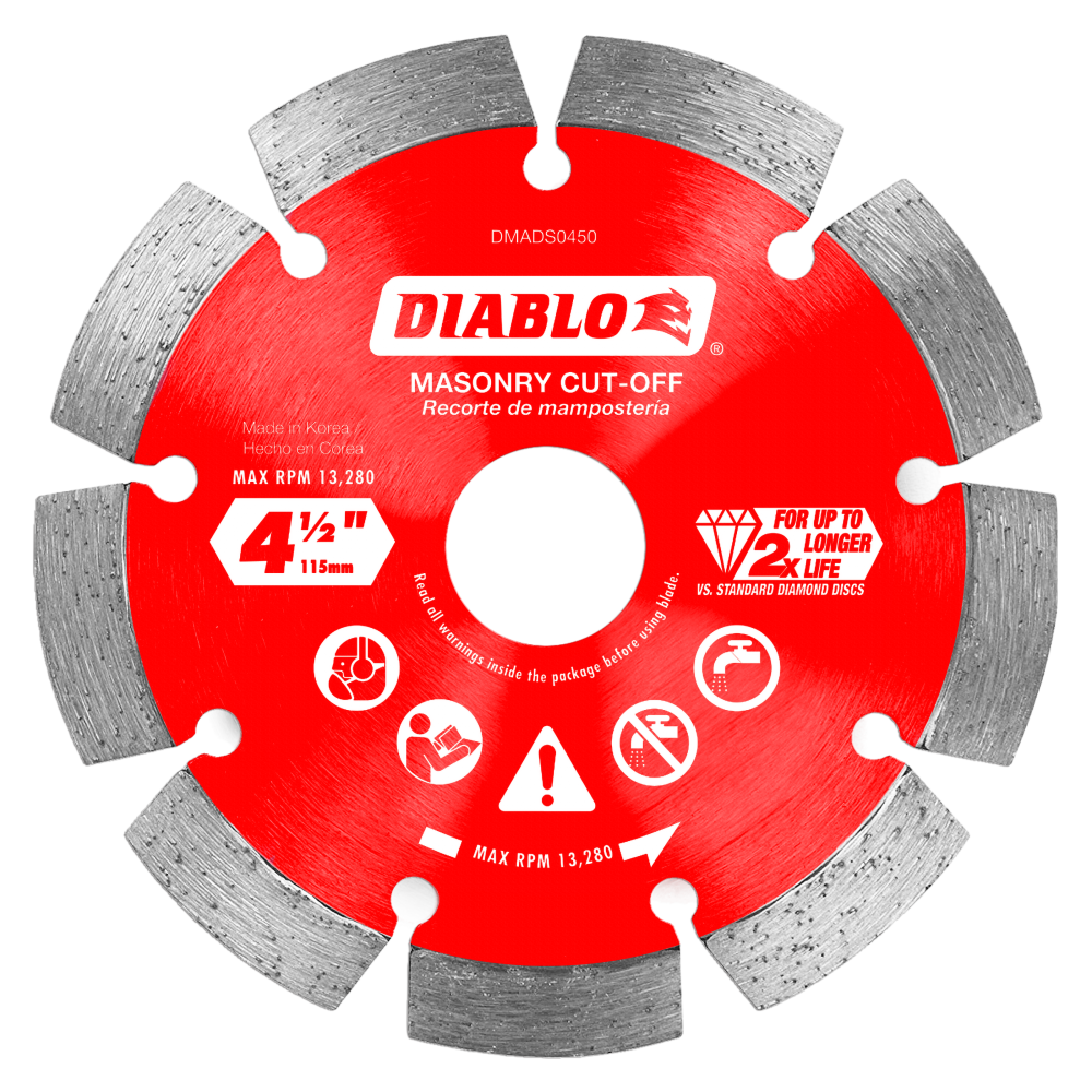 Diablo Tools 4-1/2" Diamond Segmented Cut-Off Discs for Masonry