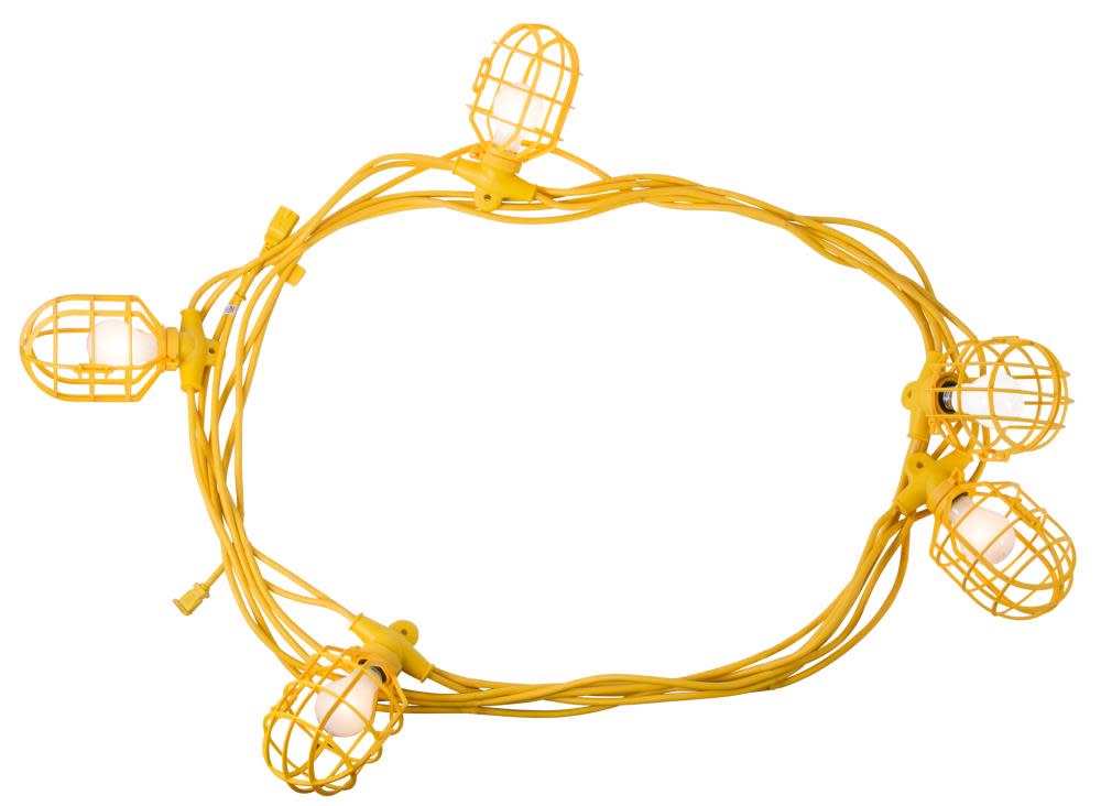 

Bergen Industries 50 ft. 14/2 SJTW 5-Cage Temporary Work Light Stringer 15A Male/Female Ends Yellow