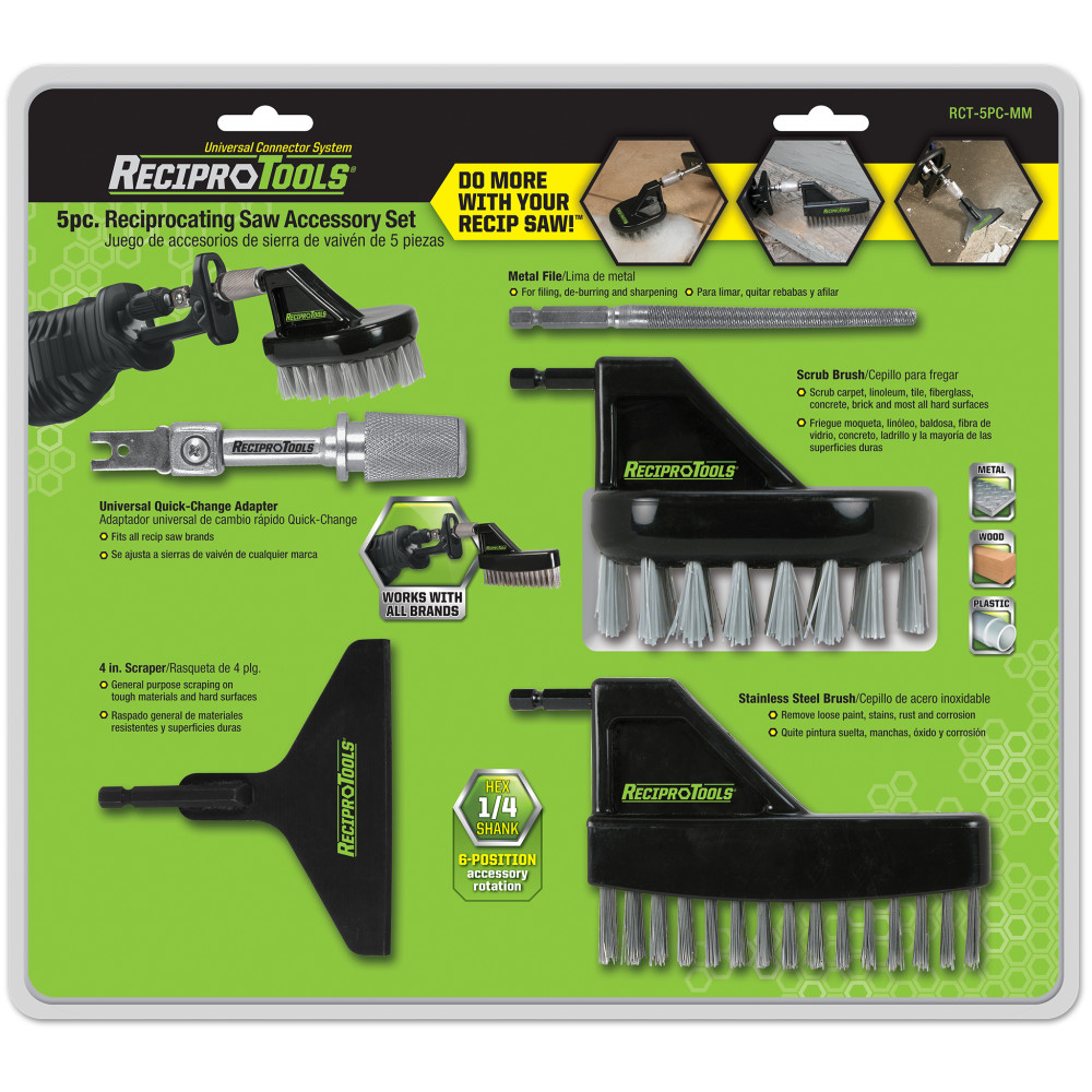 Reciprotools RCT-A10 Quick Connect Reciprocating Saw Adapter – 1/4" Hex Shank, Fits Files, Sanders, Brushes, Scrapers, And More