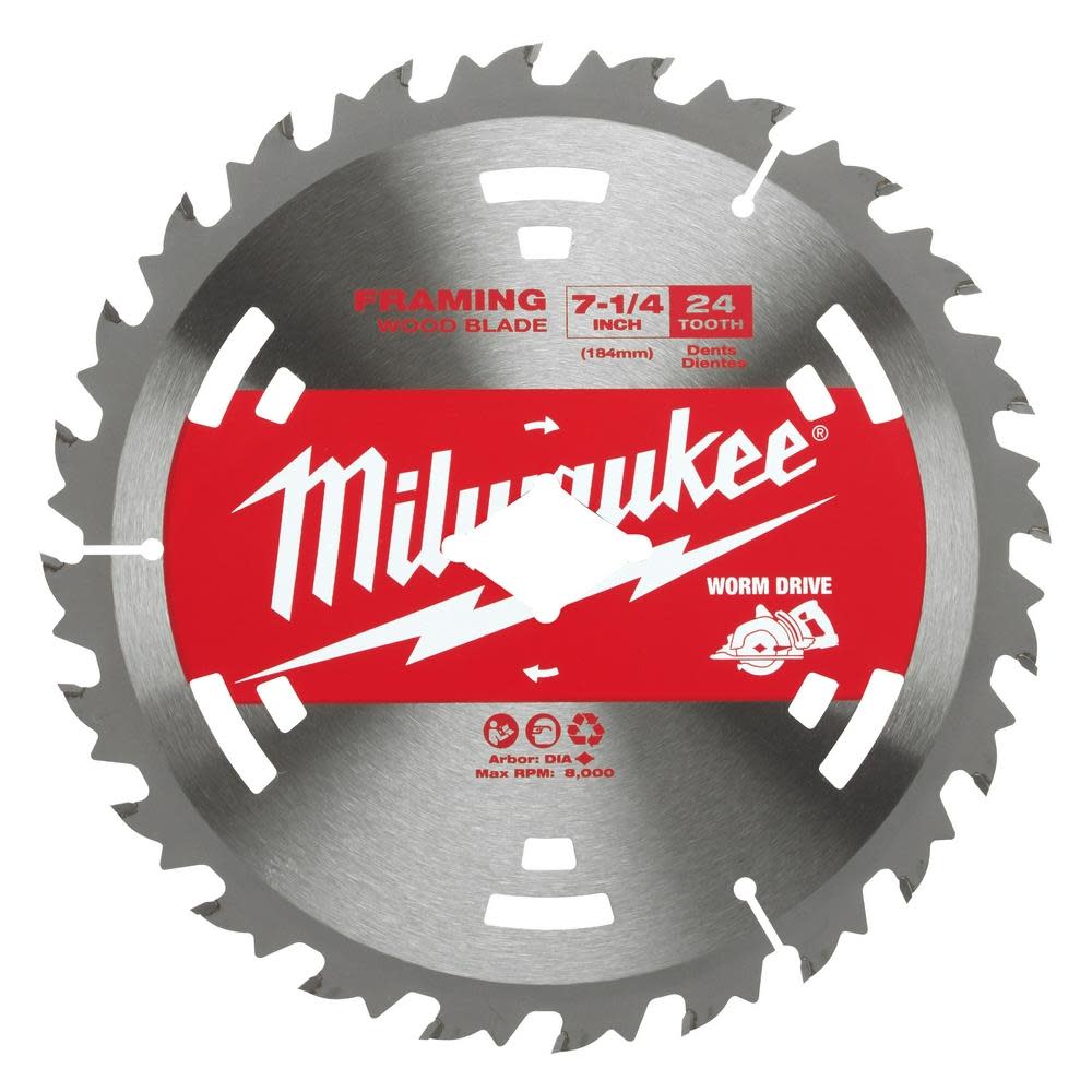 Milwaukee 7-1/4inch 24T Construction Worm Drive Framing Contractor Pack (25PK)