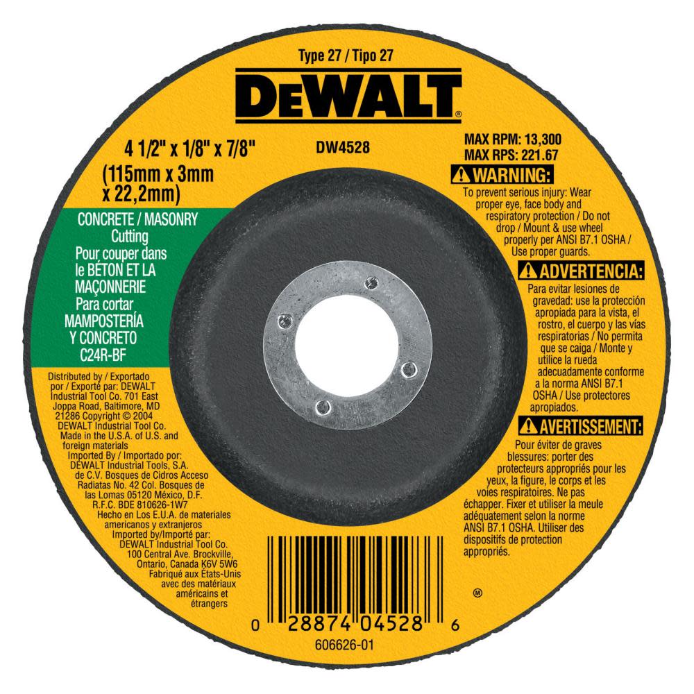 

DEWALT Concrete/Masonry Cutting Wheel