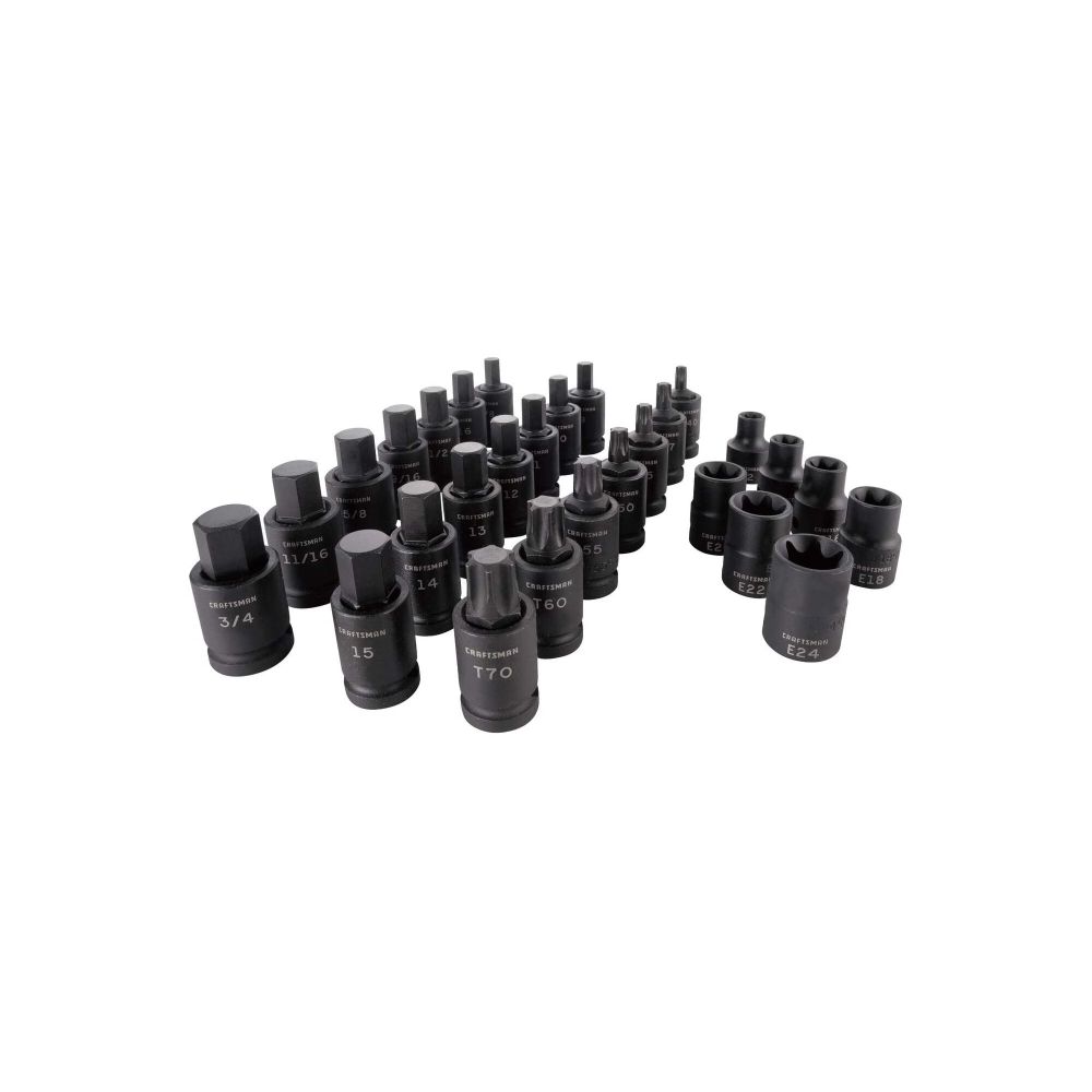 CRAFTSMAN 1 2 in Drive Impact Bit Socket Set 28pc CMMT42031 Acme Tools