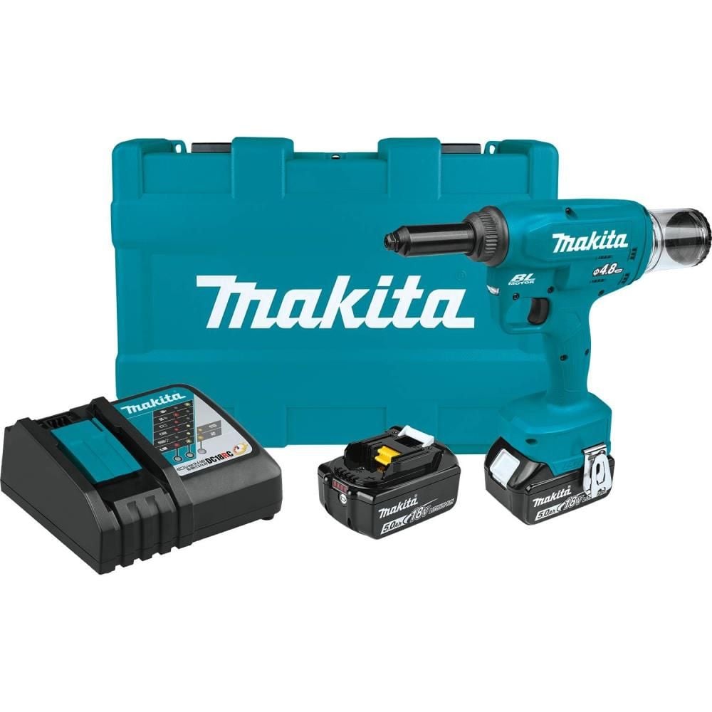 View Makita 18V LXT Lithium-Ion Brushless 3/16in Cordless Rivet Tool Kit (5.0Ah)