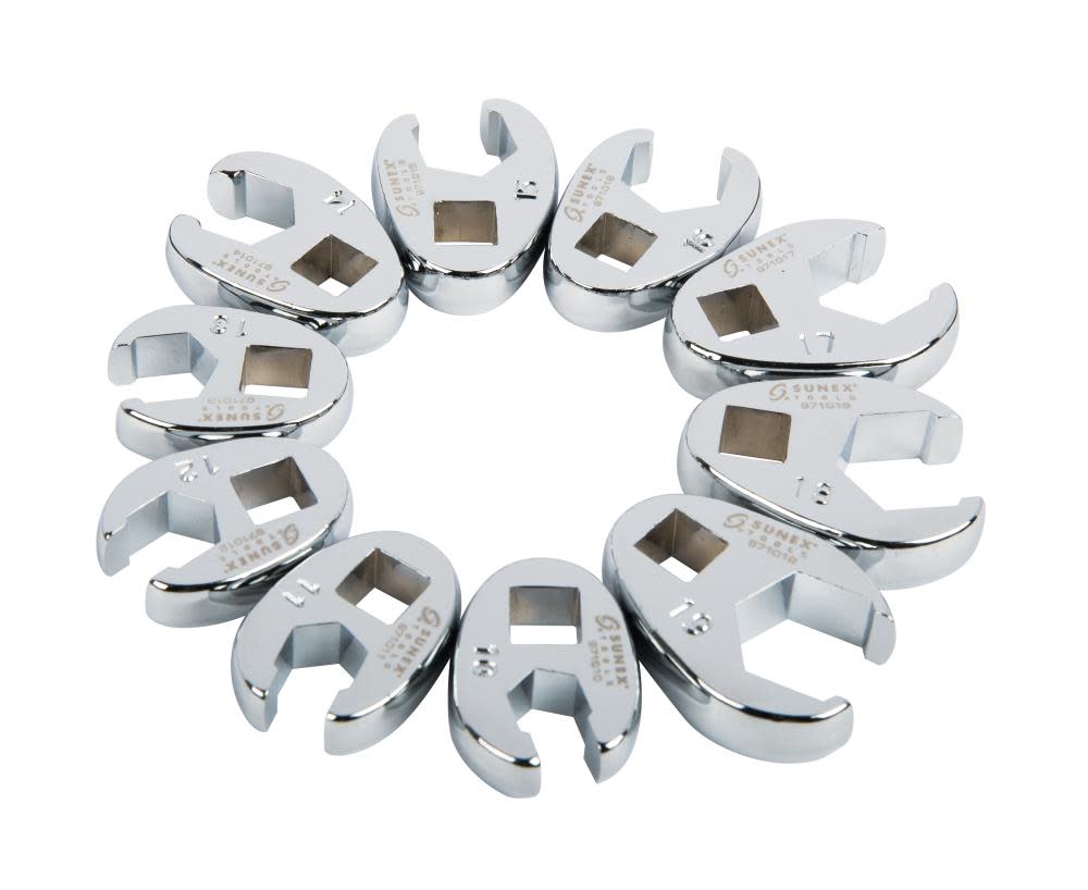 

Sunex 3/8 In. Drive Metric Crowfoot Wrench Set 10 pc.
