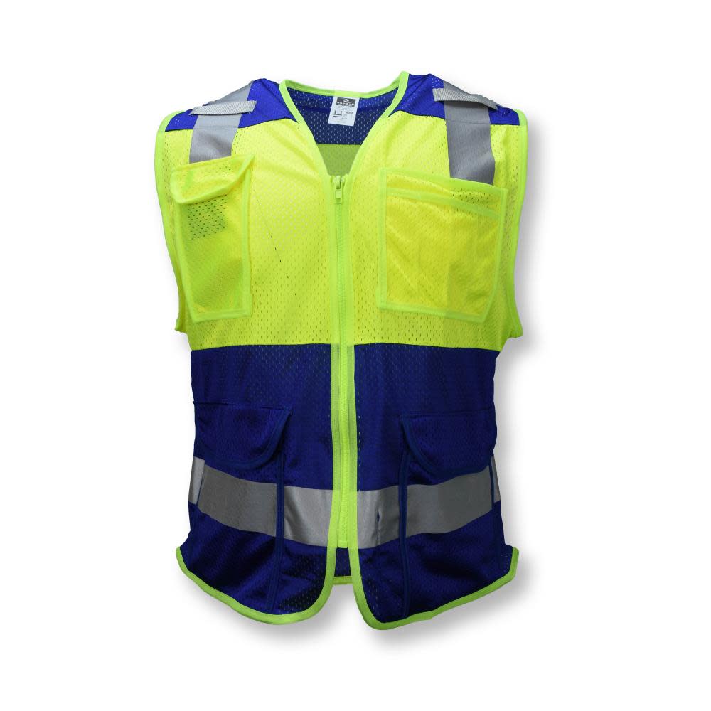 

Radians Safety Vest Custom Color Blocking Type O Class 1 Blue 2X