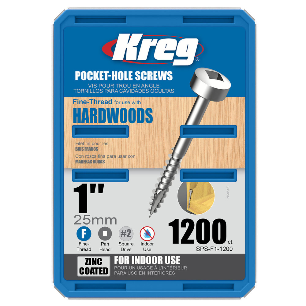 

Kreg 1" #6 Fine Pan-Head Zinc Pocket Screw - 1200ct