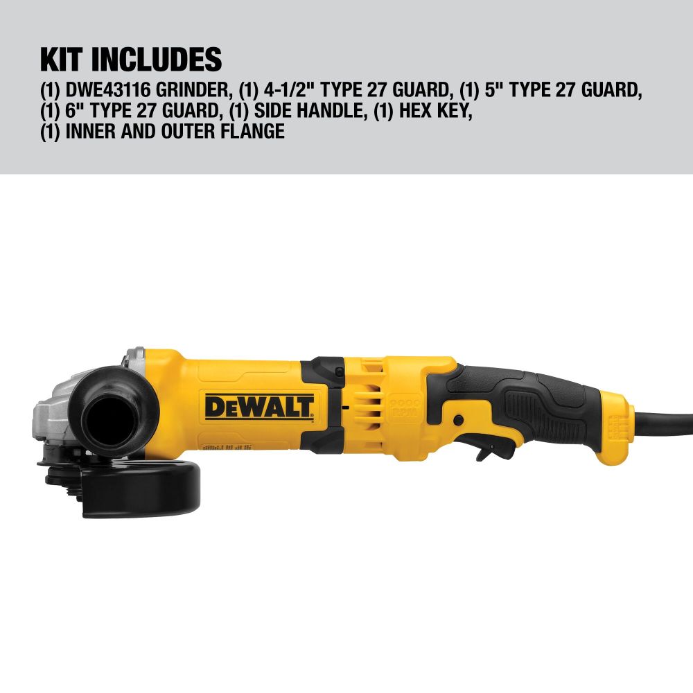 DEWALT 4 1 2 In. 115mm 6 In. 125mm High Performance Trigger Switch Grinder DWE43116 Acme Tools