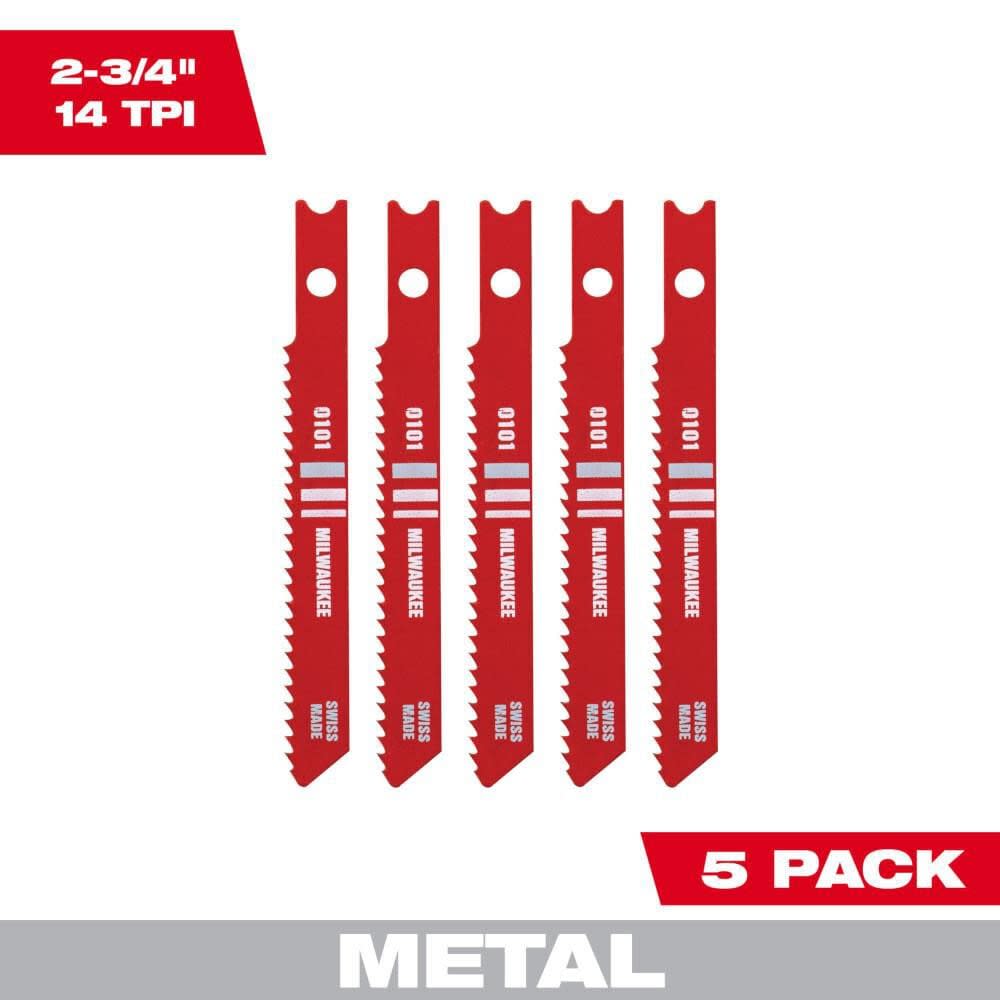 Milwaukee 2-3/4 in. 14 TPI High Speed Steel Jig Saw Blade 5PK