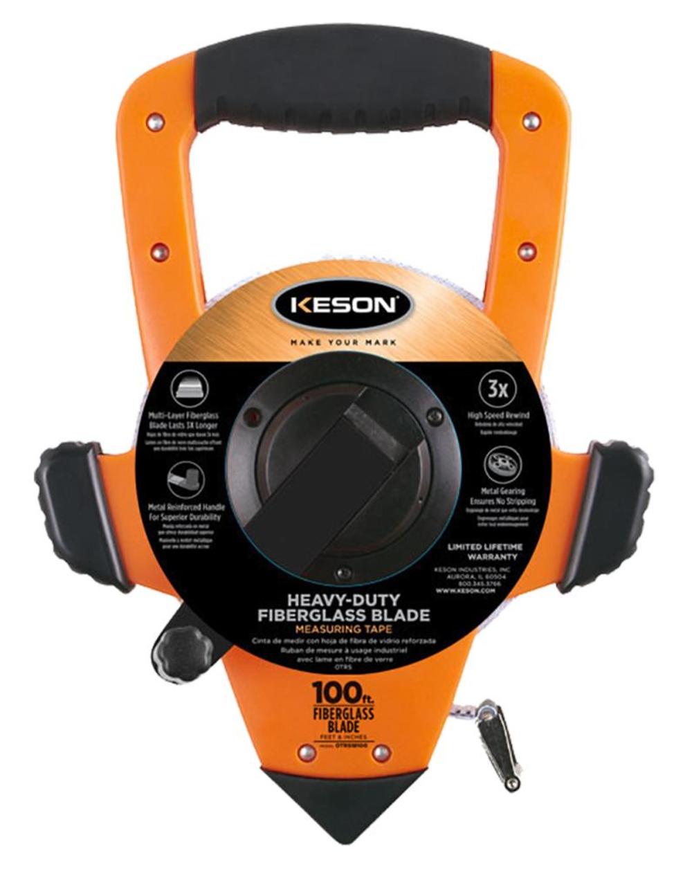 Keson 100 ft. Speed Rewind Open Reel Fiberglass Tape OTRS18100 Acme Tools