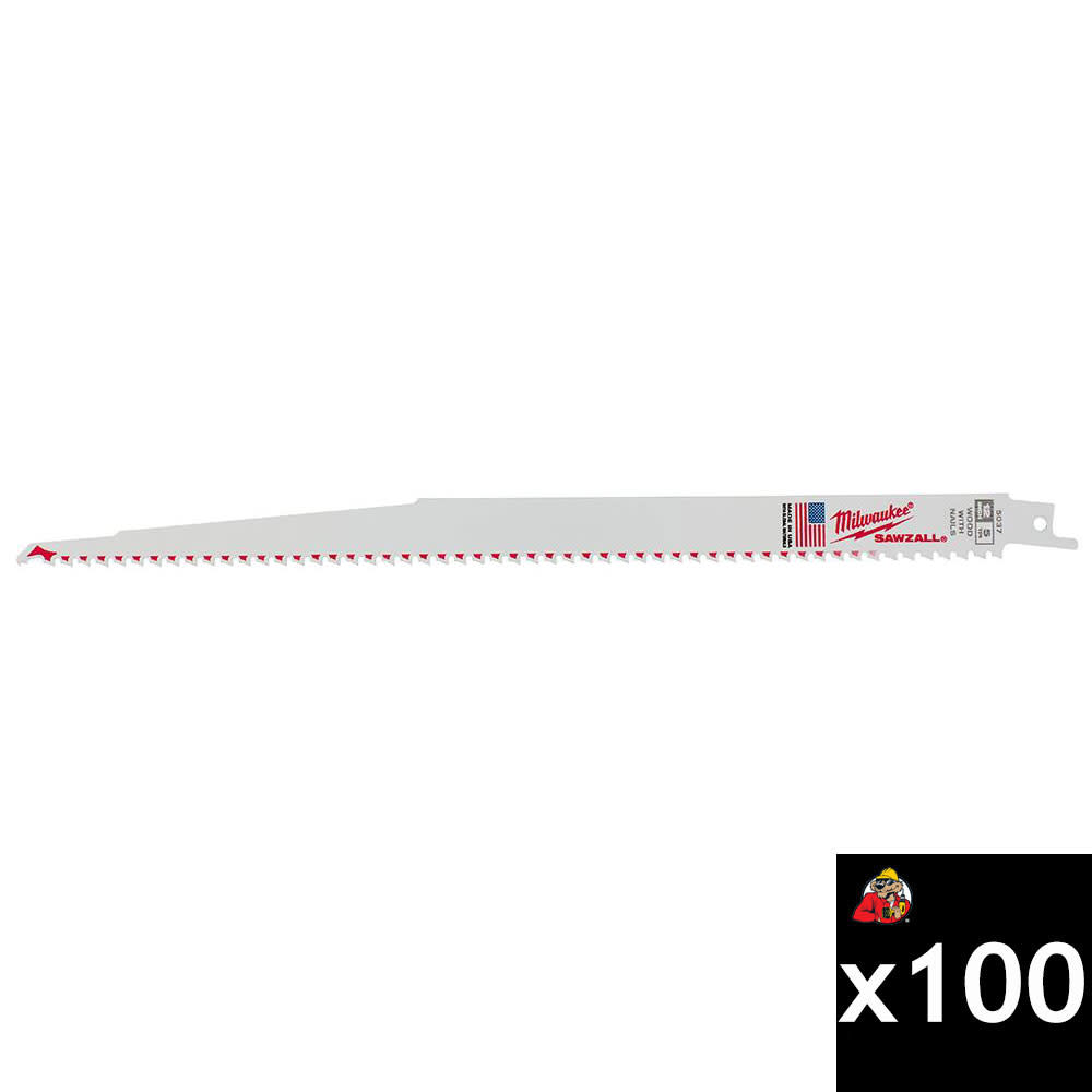 Milwaukee 12 Inch 5 TPI SAWZALL Blade Bundle, 100 Pieces