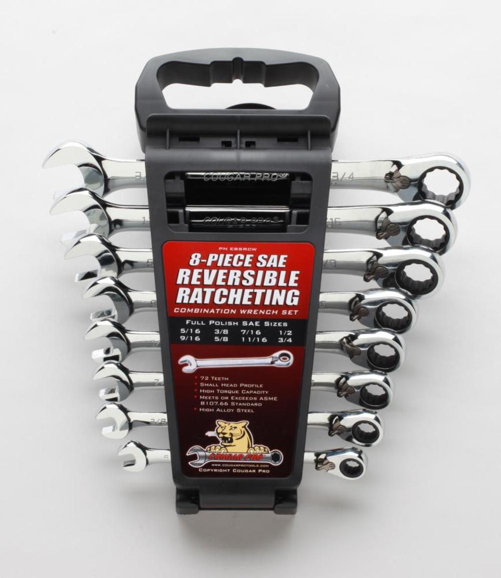 

8 pc. SAE Full Polish Ratcheting Combination Wrench Set (5/16" to 3/4")