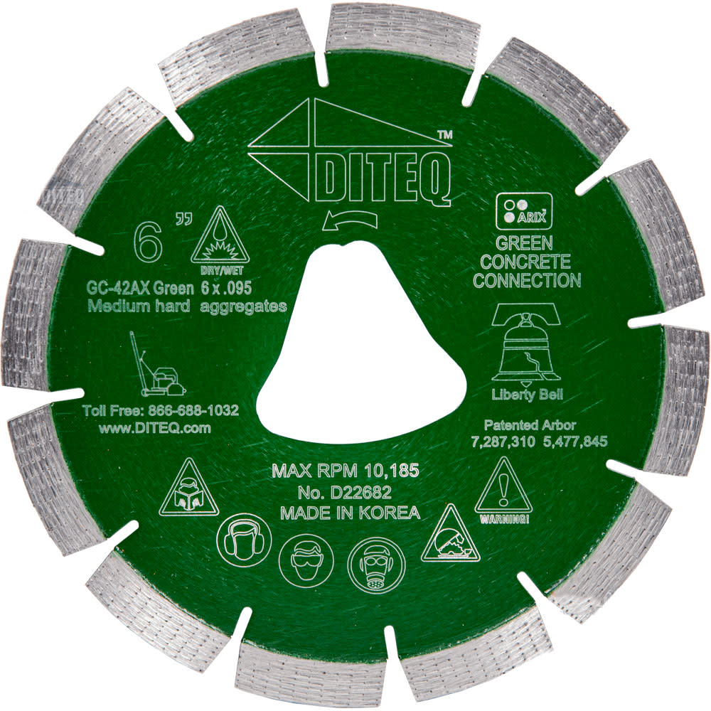 Diteq Liberty Bell Green Concrete Blade, 6in x .095in D22682 Acme Tools