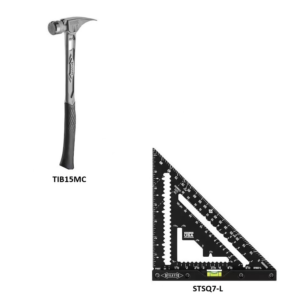 Stiletto 7 Inch Carpenter Square with Level, TIBONE 15 Oz Stiletto 7 Inch Carpenter Square with Level, TIBONE 15 Oz