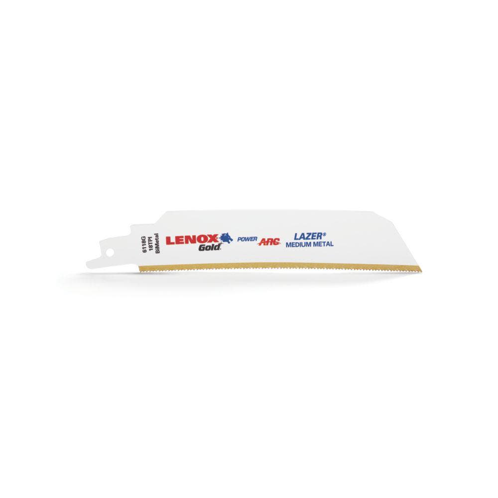 

Lenox 6 In. 18TPI Gold Power Arc Curved LAZER Reciprocating Blade 25 pk.