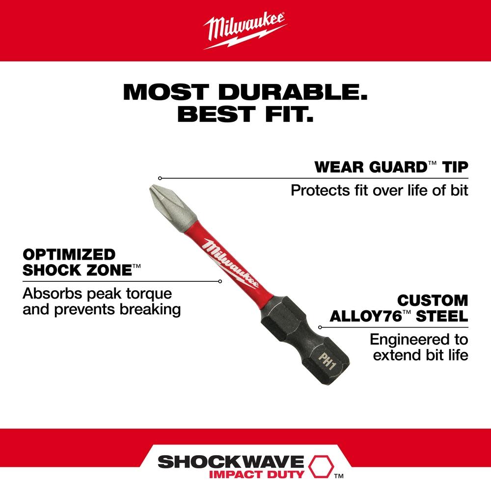 Milwaukee SHOCKWAVE 54PC Impact Duty Driver Bit Set and RED