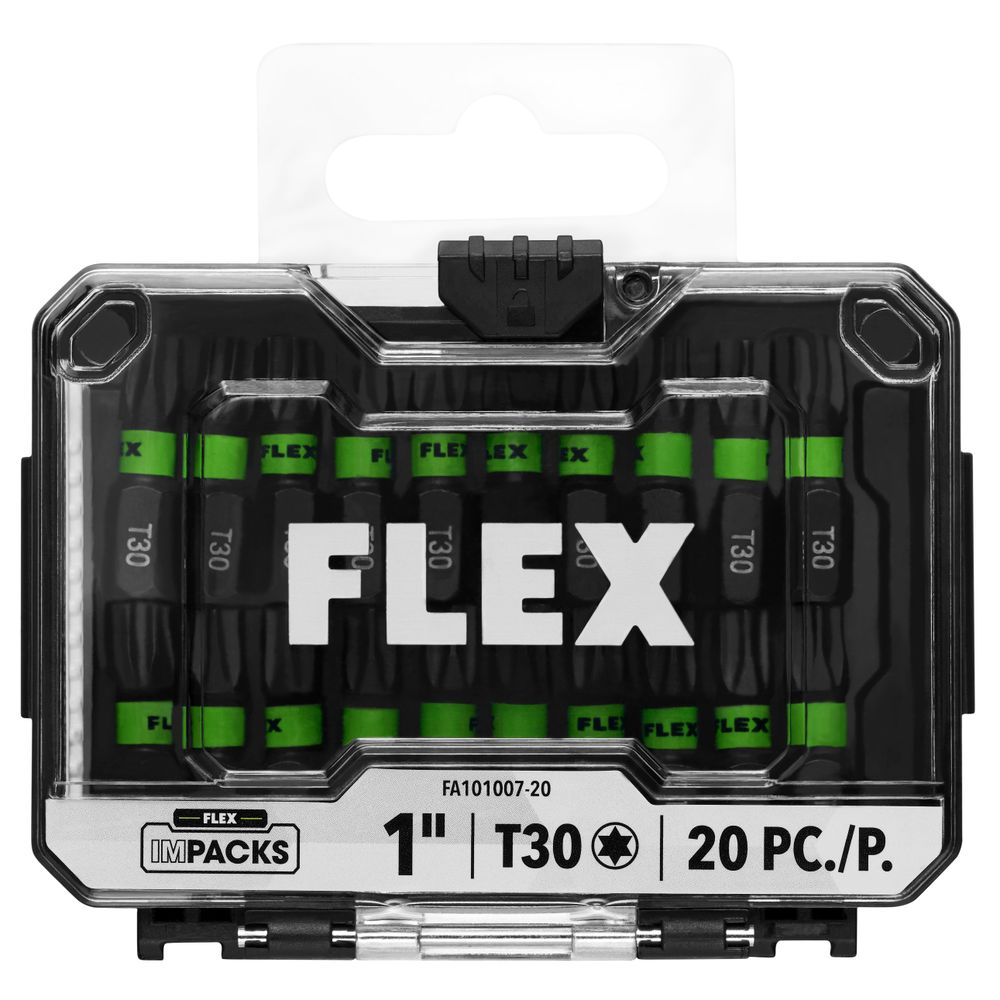 FLEX IMPACKS 1 Inch T30 Impact Driver Bit Set, 20 Pieces