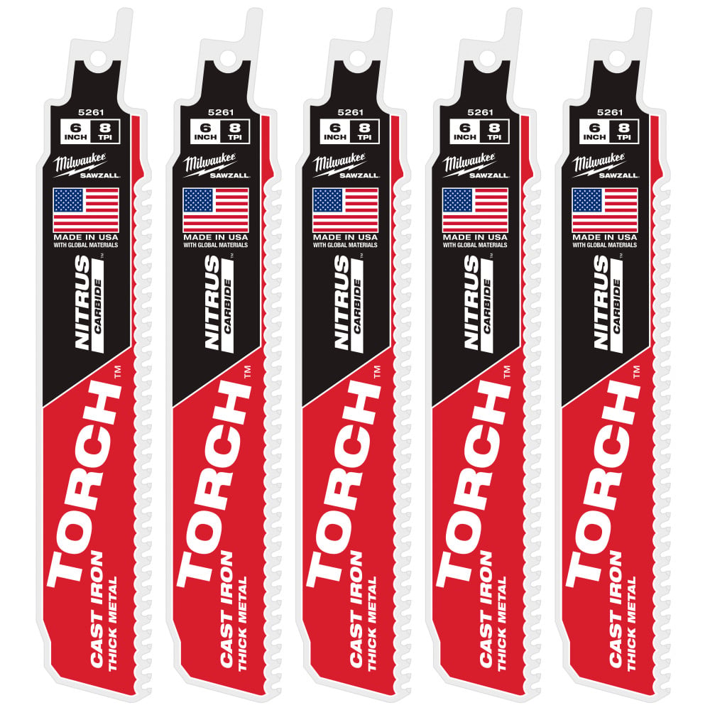 Milwaukee 6inch 7TPI The TORCH for CAST IRON with NITRUS CARBIDE 5PK