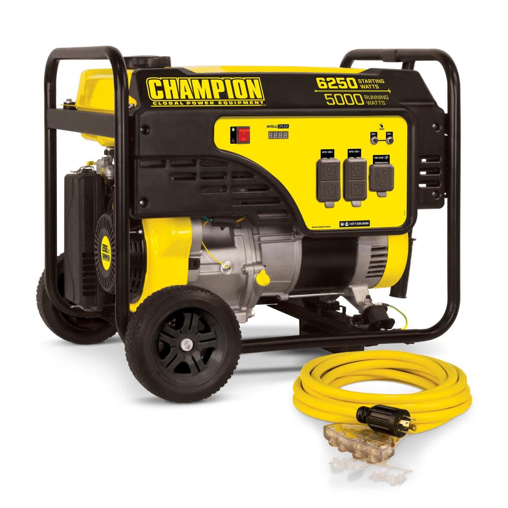

Champion Power Equipment 5000-Watt Portable Generator with Wheel Kit and Extension Cord