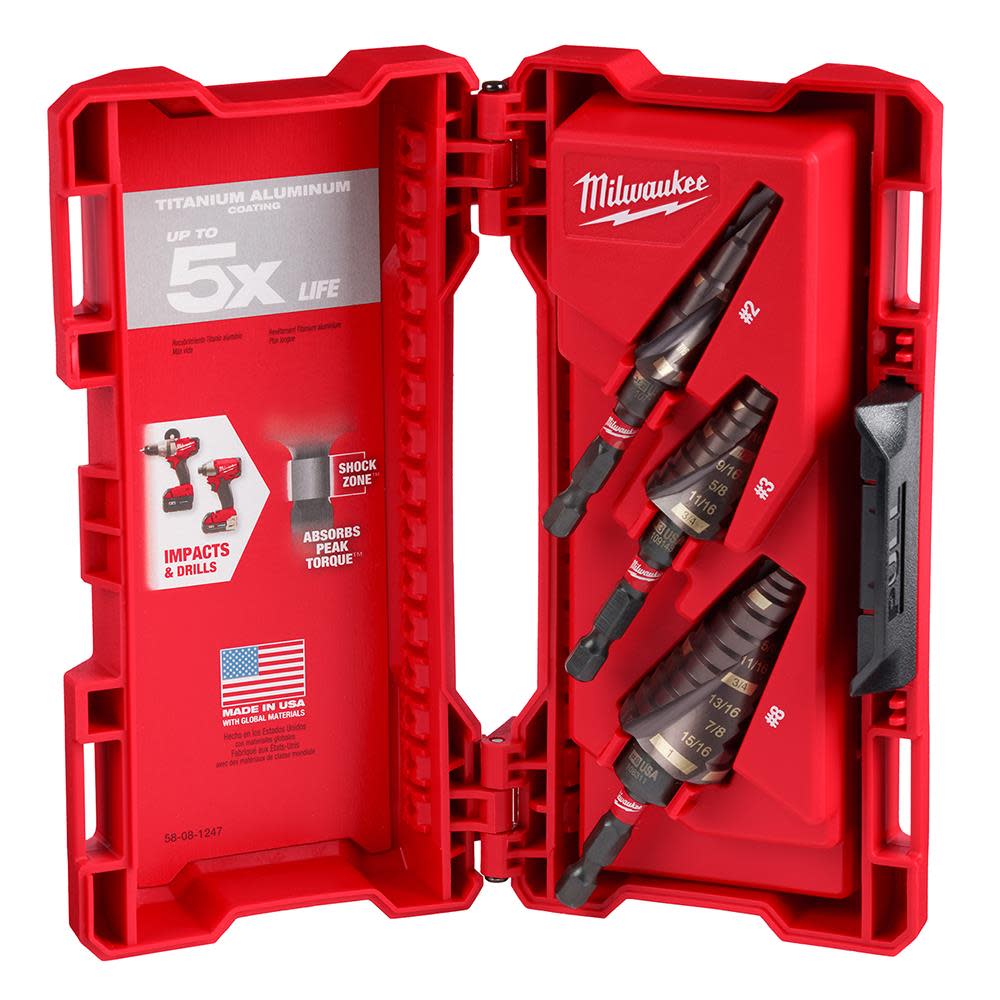 Milwaukee SHOCKWAVE Impact Duty Step Bit Mechanical Set (#2 #3 #8)