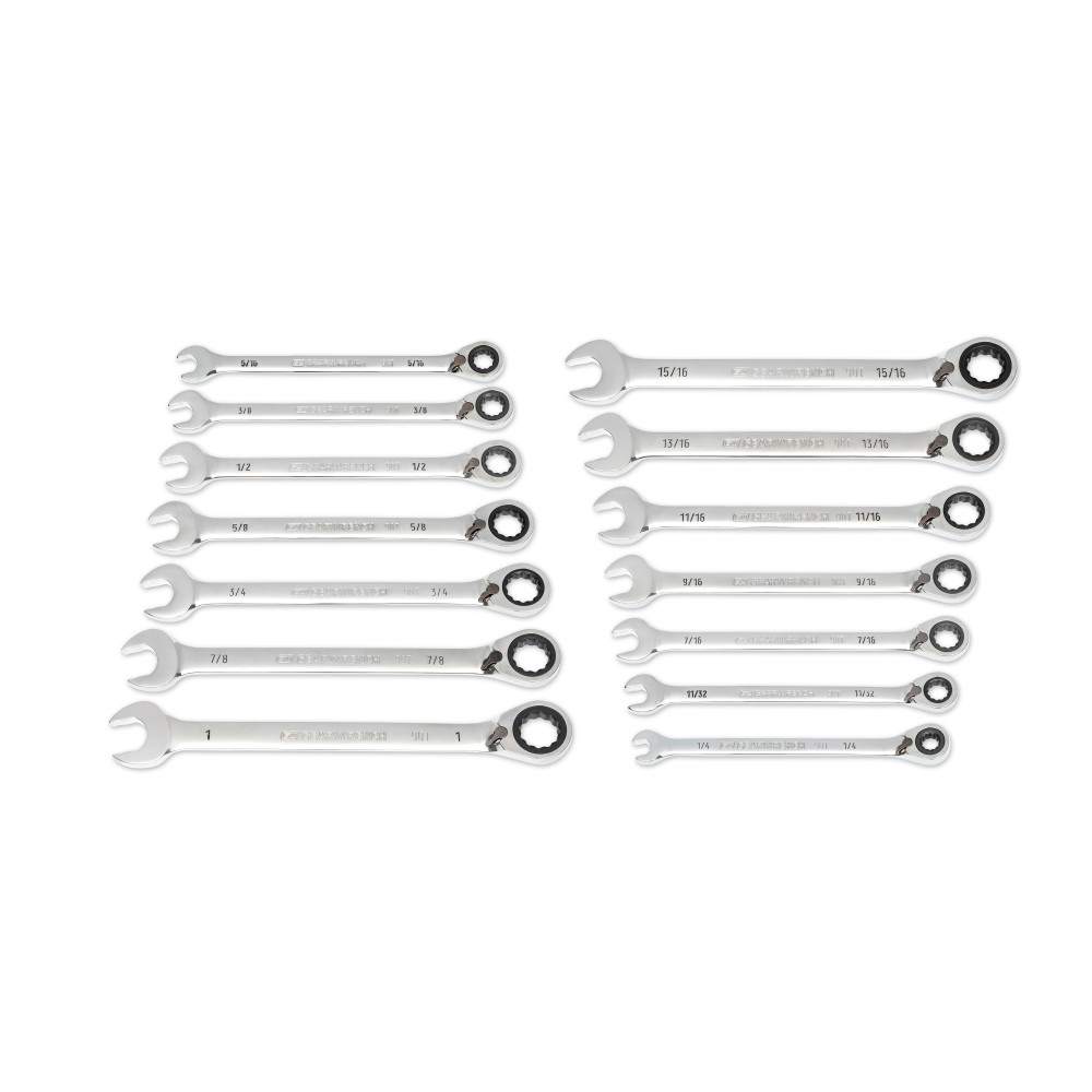 

GEARWRENCH Ratcheting Wrench Set 90 Tooth 12 Point SAE Reversible 14pc