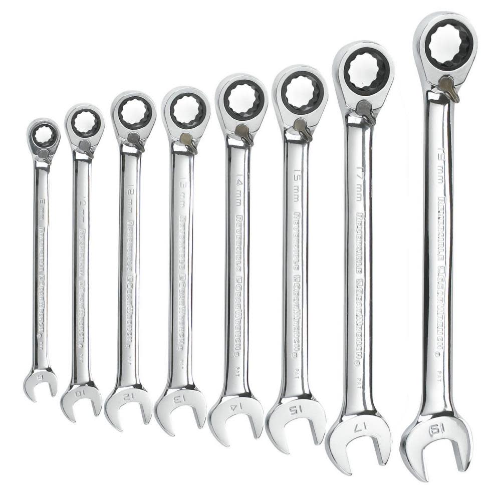 

GEARWRENCH 8 Piece 12 Point Reversible Ratcheting Combination Wrench Set Metric