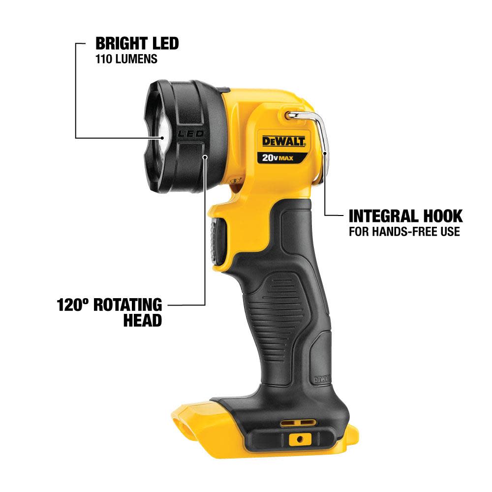 dewalt rechargeable flashlight acme tool DeWalt's $84 20V Max Is Now Only $38 Light can be seen for up to 508 yards or 1525 feet 20V MAX LED Work Light