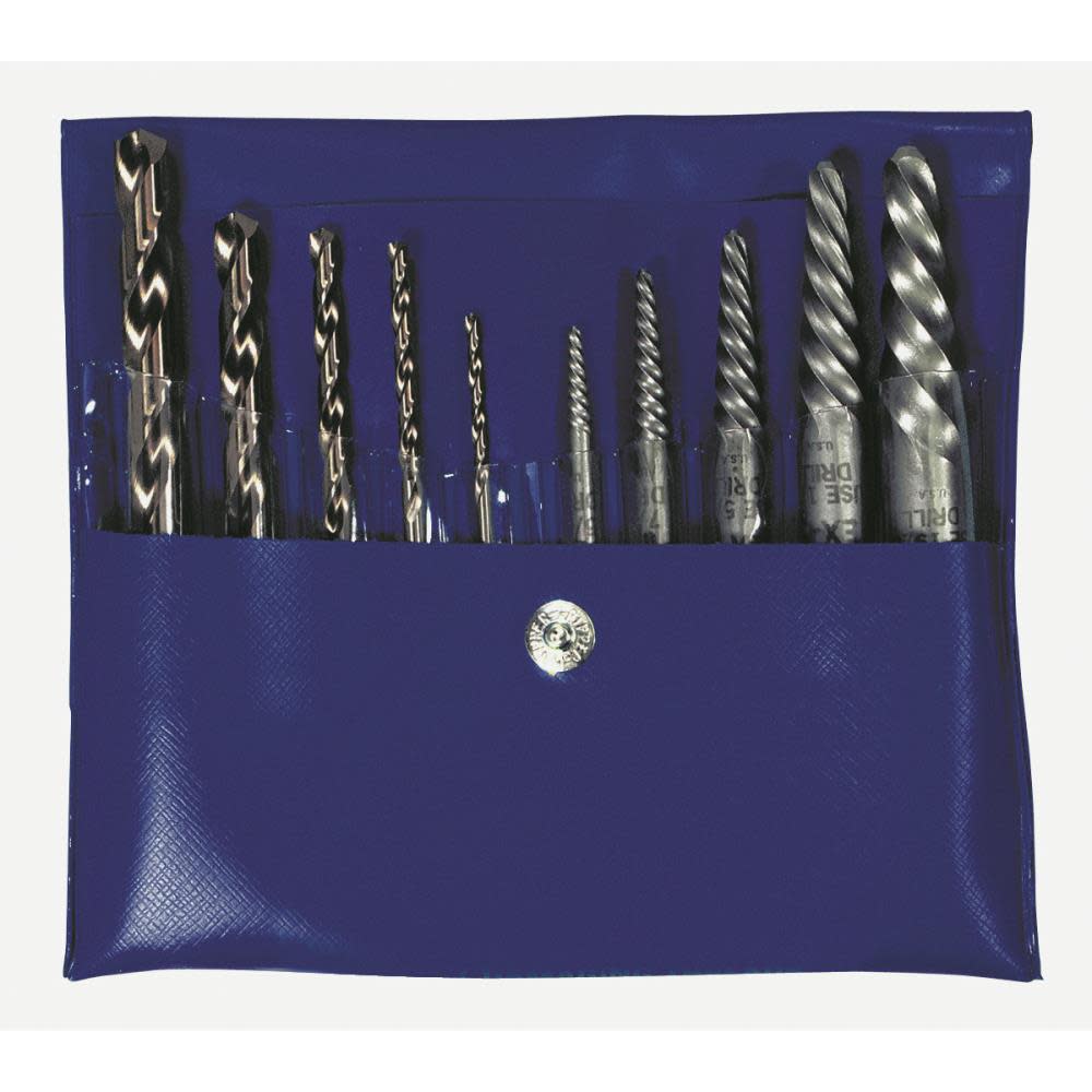 10pc Straight Extractor and Drill Bit Set