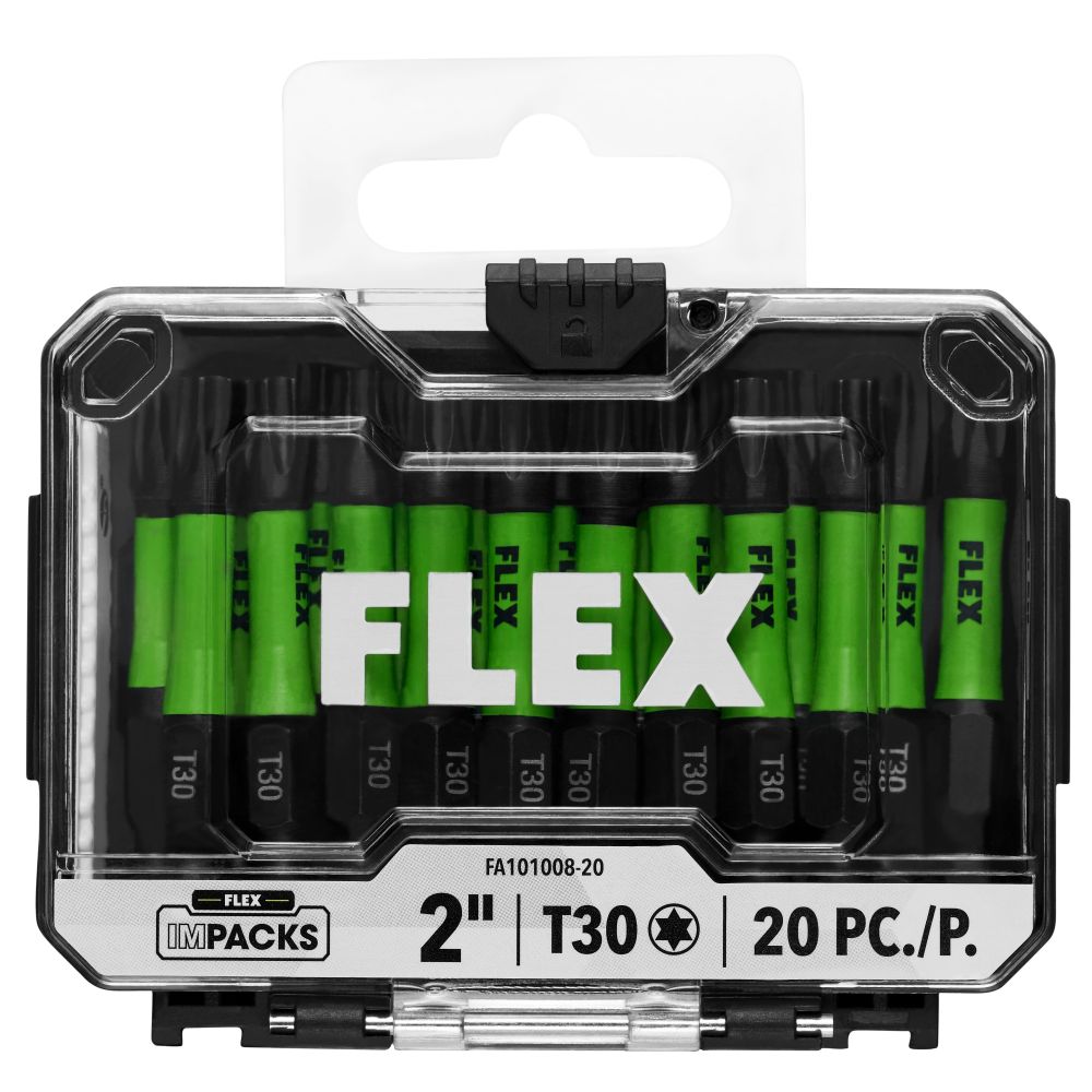 FLEX IMPACKS 2 Inch T30 Impact Driver Bit Set, 20 Pieces