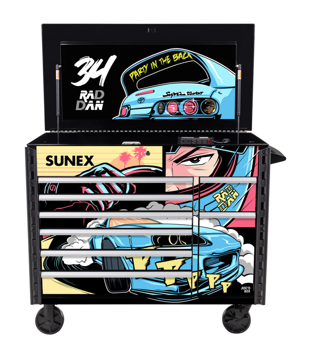 Sunex JUIC'D BOX 50 Inch 7 Drawer Powered Rolling Tool Cart with
