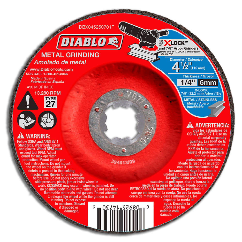 

Diablo Tools 4-1/2 in. Type 27 Metal Grinding Disc for X-Lock and All Grinders