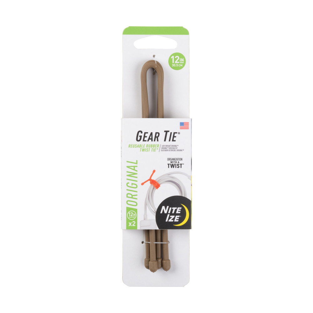 

NITE IZE Gear Tie Reusable Rubber Twist Tie 12" 2pk Coyote